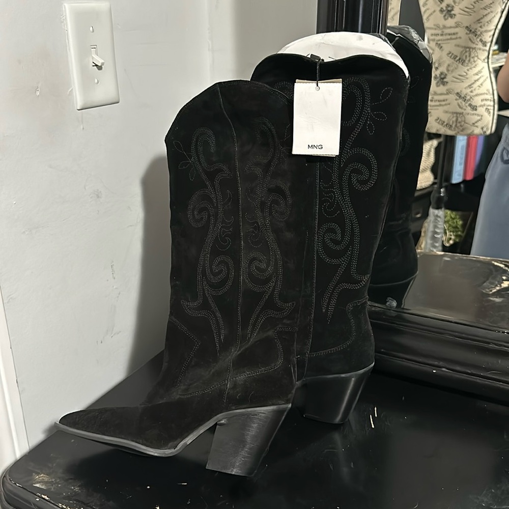 MANGO Black Cowgirl Boots - Picture 3 of 11